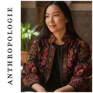 Moth by Anthropologie Payton Jacquard Floral Cardigan Sweater